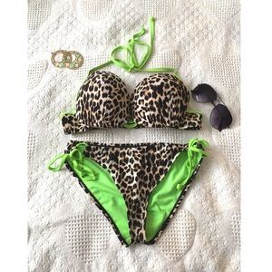 Leopard print & NEON push up bikini
